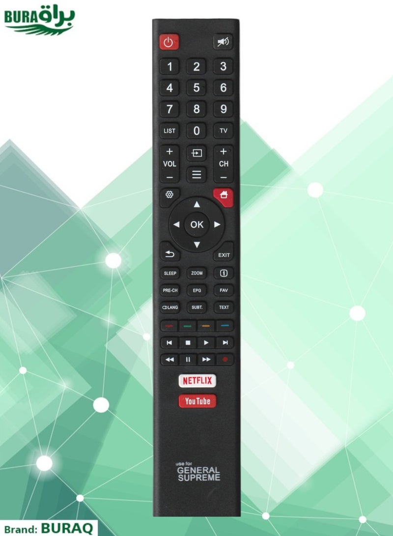 BURAQ General Supreme Remote Control For General Supreme Lcd Led Tv With Netflix Youtube Smart Buttons