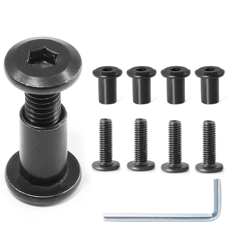 Jersvimc 10 Pair(20 Piece) M6x20mm Hex Drive Socket Cap Bolt with Allen Wrench, Black Furniture Connector Bolts M6 Countersunk Screw Barrel Nuts Binding Screws for Crib Replacement Belt Cabinet - Image 1