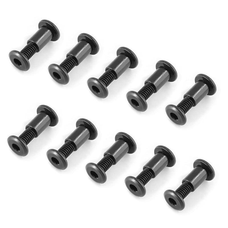 Jersvimc 10 Pair(20 Piece) M6x20mm Hex Drive Socket Cap Bolt with Allen Wrench, Black Furniture Connector Bolts M6 Countersunk Screw Barrel Nuts Binding Screws for Crib Replacement Belt Cabinet - Image 2