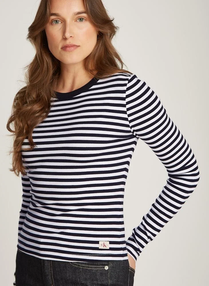 كالفن كلاين جينز Woven Label Rib Long Sleeve