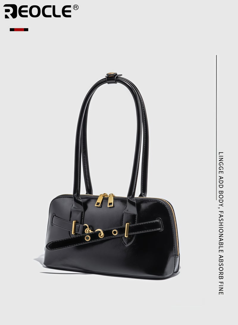 REOCLE Women's Structured Shoulder Bag with Top Handle and Adjustable Strap Versatile Satchel with Comfortable Carry for Daily Use - Image 4