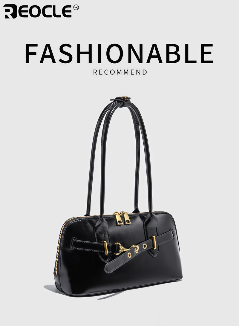 REOCLE Women's Structured Shoulder Bag with Top Handle and Adjustable Strap Versatile Satchel with Comfortable Carry for Daily Use - Image 3