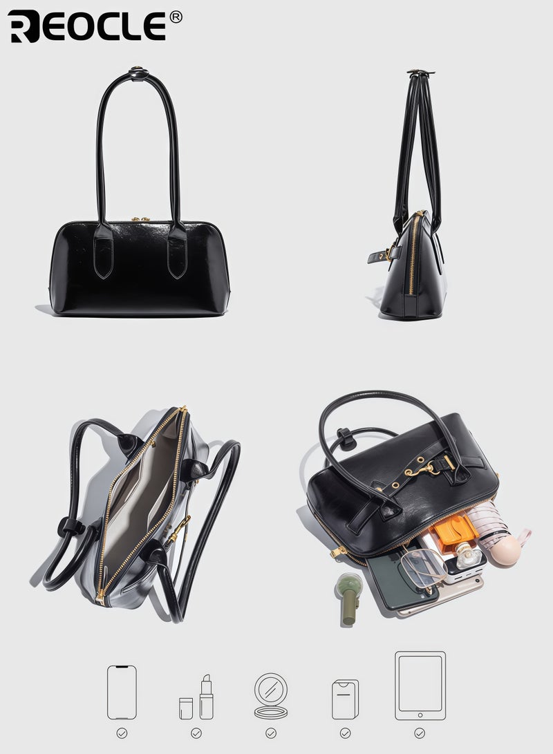 REOCLE Women's Structured Shoulder Bag with Top Handle and Adjustable Strap Versatile Satchel with Comfortable Carry for Daily Use - Image 5