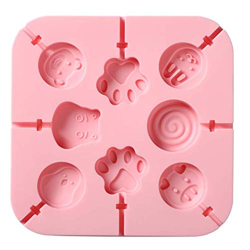 Aeyistry Creative Animals lollipop and Cat's Paw Shaped Fondant Mold Chocolate Candy Silicone Cake Mould Fondant Cake Decorating Tools(Pink) - Image 1