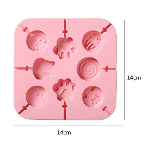 Aeyistry Creative Animals lollipop and Cat's Paw Shaped Fondant Mold Chocolate Candy Silicone Cake Mould Fondant Cake Decorating Tools(Pink) - Image 2