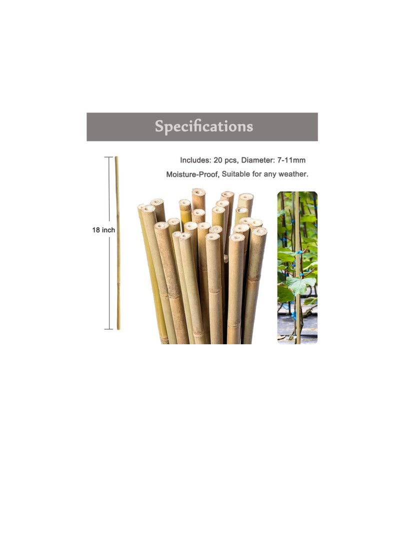 Generic 20 Pcs 18 Inch Natural Bamboo Plant Support Stakes for Indoor Plants Bamboo Sticks Poles Garden Bamboo Stakes for Potted PlantsTomato Beans  - Image 2