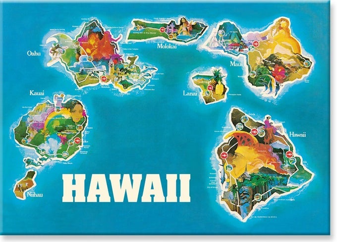 HAWAIIAN ART COLLECTIBLE REFRIGERATOR MAGNET HAWAII