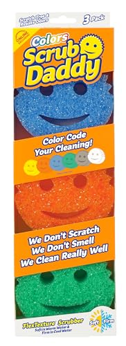 Scrub Daddy Color Sponges - Scratch-Free Multipurpose Dish Sponges for Kitchen, Bathroom & Household Cleaning - Made with BPA-Free Polymer Foam (3 Count) - Image 1