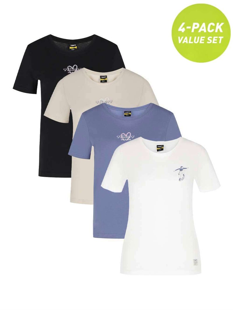 Termit Women's 4-Pack Graphic T-Shirts – Slim Fit, Soft Cotton, Breathable Fabric, Stylish Streetwear, Comfortable & Versatile for Everyday Wear - Image 2