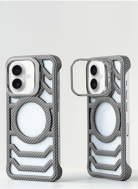 Apple iPhone 16 Case Pro series Carbon Fiber Magnetic Frameless back cover Case with Invisible Stand and Enhanced Cooling Airflow