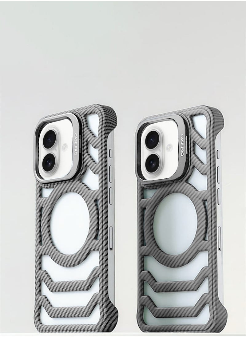Techie - Apple iPhone 16 Case Pro series Carbon Fiber Magnetic Frameless back cover Case with Invisible Stand and Enhanced Cooling Airflow - Image 1