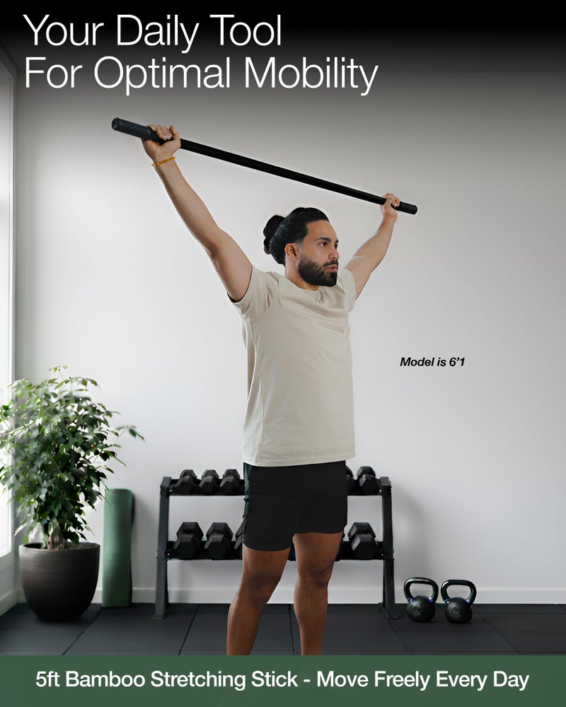 Mobility Mentor Yoga Stick - Mobility Stick - Large Bamboo Exercise Stick for Stretching - Workout Stick - Posture Corrector Stick Mobility - Yoga Bar - Stretch Stick for Fitness - Physical Therapy - Image 2
