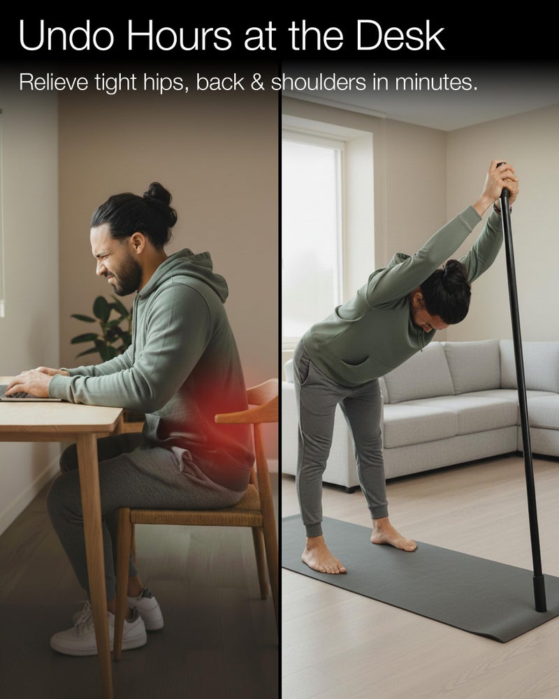 Mobility Mentor Yoga Stick - Mobility Stick - Large Bamboo Exercise Stick for Stretching - Workout Stick - Posture Corrector Stick Mobility - Yoga Bar - Stretch Stick for Fitness - Physical Therapy - Image 3