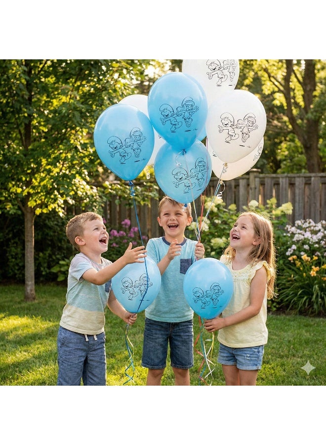 Ciao Smurfs Printed Balloons 10 Pack – Official Smurfs Party Balloons for Kids’ Birthdays & Themed Celebrations – Blue & White Latex Balloons with Fun Cartoon Design - Image 3