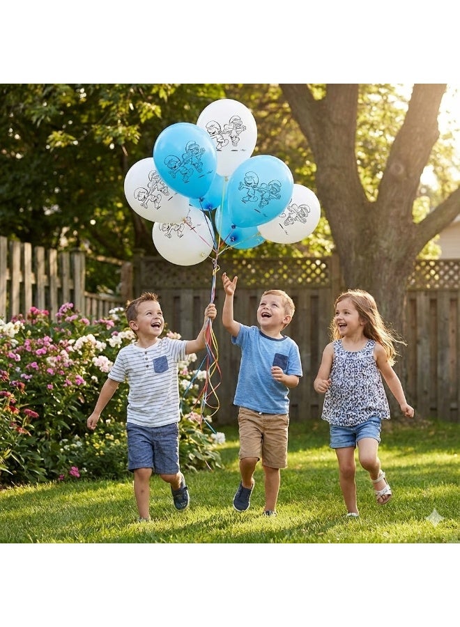 Ciao Smurfs Printed Balloons 10 Pack – Official Smurfs Party Balloons for Kids’ Birthdays & Themed Celebrations – Blue & White Latex Balloons with Fun Cartoon Design - Image 2