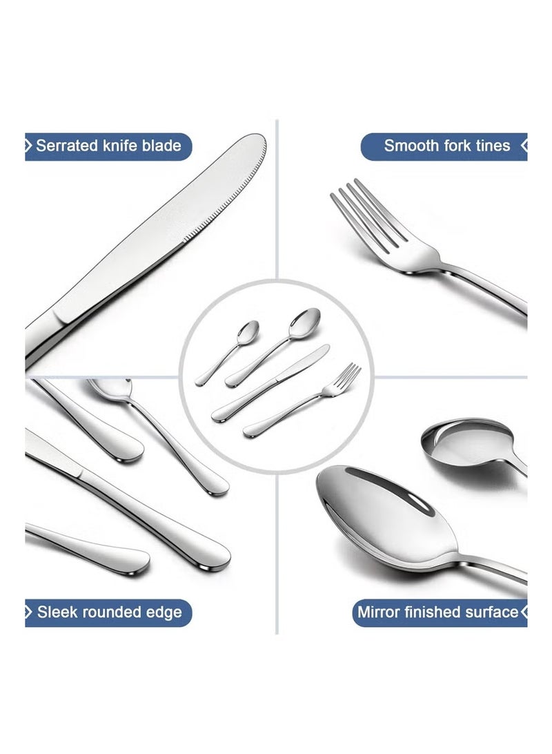 Toshionics 24-Piece Stainless Steel Cutlery Set, Elegant Flatware Silverware with Fork Knife Spoon Tableware Set for Daily Use, Dishwasher Safe, Perfect Gift Idea for Holiday Celebrations - Image 5