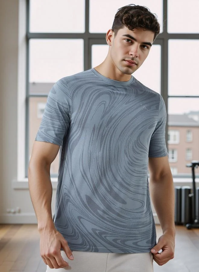 ADOT by Splash Jacquard Crew Neck T-shirt