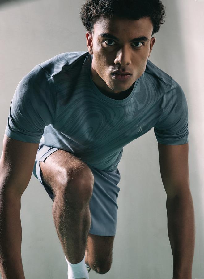 آكتف تيشيرت جاكار بياقة دائرية - Image 1