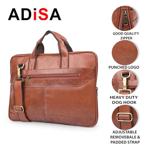 ADISA Laptop Messenger Office Bag Briefcase for Work for Men (LB6050-TAN) - Image 3