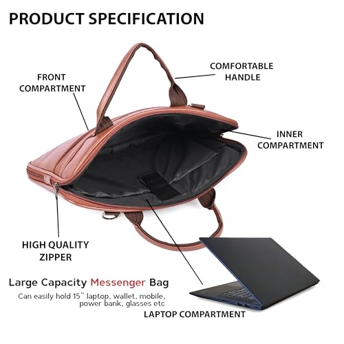 ADISA Laptop Messenger Office Bag Briefcase for Work for Men (LB6050-TAN) - Image 4