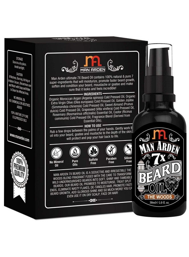 Man Arden 7X Beard Oil (The Woods) - 7 Premium Oils Blend Supports Beard Growth & Nourishment 30Ml - Image 2