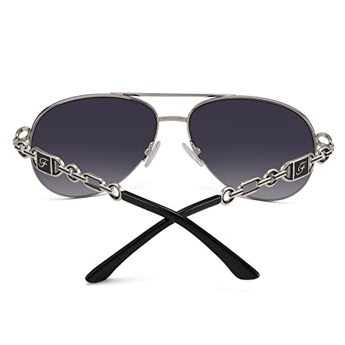FENCHI Classic Aviator Sunglasses for Women Mirrored Lens Chain Arms Half Rim Metal Frame Sun Glasses UV 400 Protection 60mm - Image 2