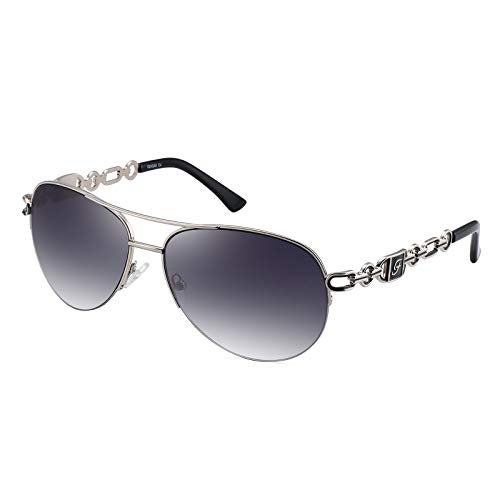 FENCHI Classic Aviator Sunglasses for Women Mirrored Lens Chain Arms Half Rim Metal Frame Sun Glasses UV 400 Protection 60mm - Image 1