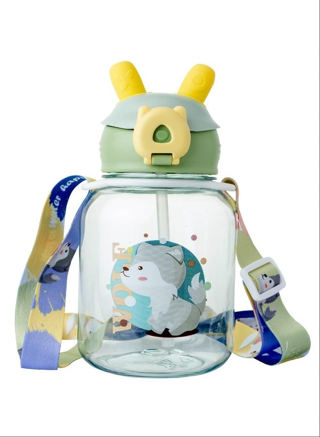 NVS KIDS Baby Sipper Bottle Leak Proof Green Bottle Dust Free Cover 640ml Capacity Kids Sippy Cup with Soft Silicone Spout BPA Free Straw and Additional Belt Sipper for Infant - Image 1