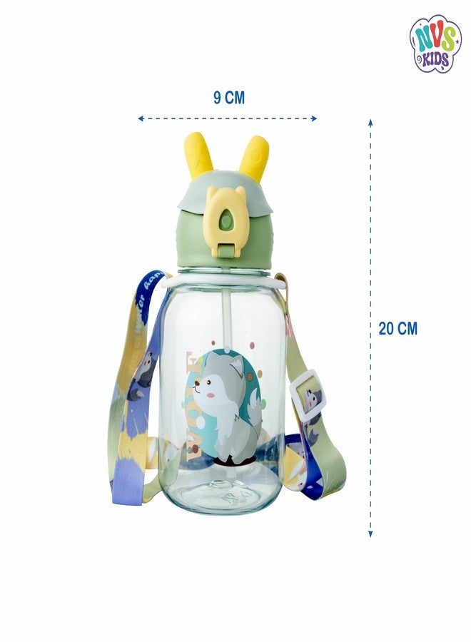 NVS KIDS Baby Sipper Bottle Leak Proof Green Bottle Dust Free Cover 640ml Capacity Kids Sippy Cup with Soft Silicone Spout BPA Free Straw and Additional Belt Sipper for Infant - Image 4