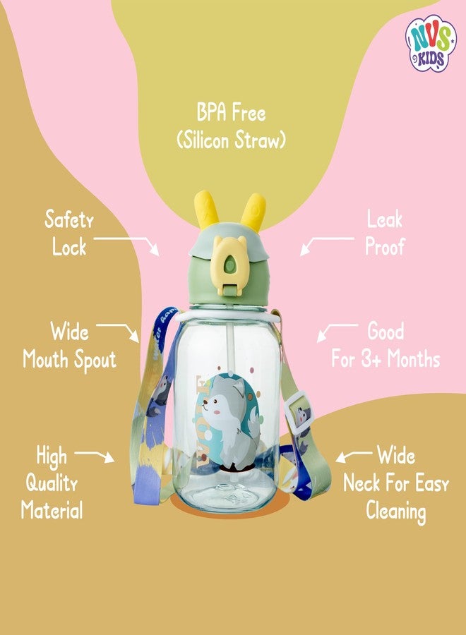 NVS KIDS Baby Sipper Bottle Leak Proof Green Bottle Dust Free Cover 640ml Capacity Kids Sippy Cup with Soft Silicone Spout BPA Free Straw and Additional Belt Sipper for Infant - Image 2