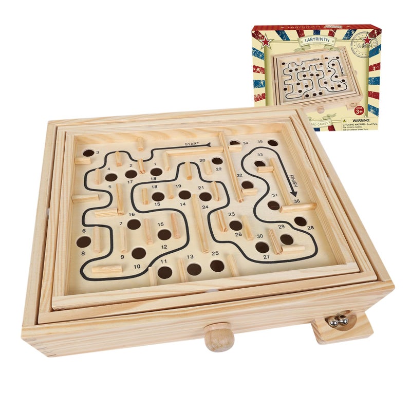 GOTHINK Wooden Labyrinth Game Mable Ball Tilt Maze Board GameTable Balance Game and Toy for Kids and Adults - Image 3