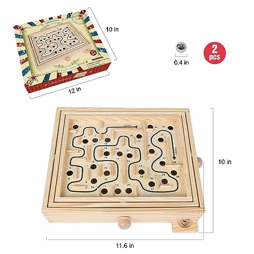 GOTHINK Wooden Labyrinth Game Mable Ball Tilt Maze Board GameTable Balance Game and Toy for Kids and Adults - Image 5