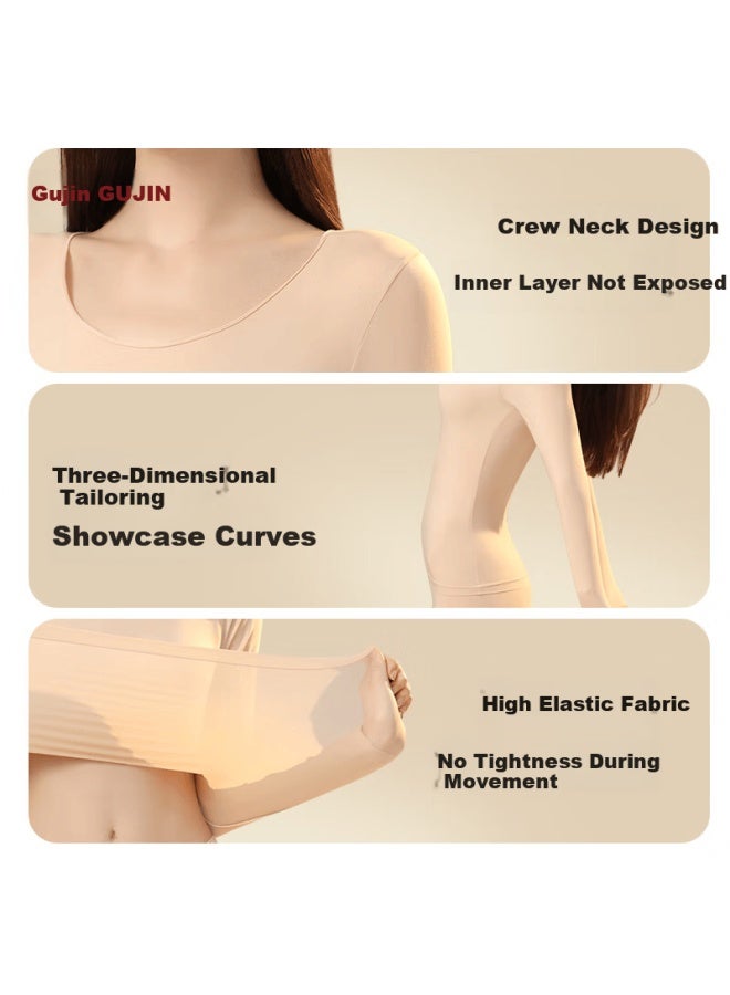 Gujin Hyaluronic Acid Skin Care Thermal Underwear Set For Women, Autumn Long Johns, Plus Size, Thin Style, Winter Collection - Image 5