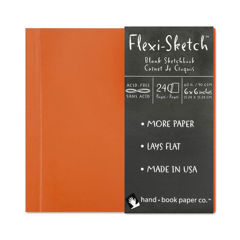 Global Art 6-Inch by 6-Inch Flexi Sketch Soft Cover Blank Sketchbook, Mandarin, 120 Pages- 240 sheets - Image 1