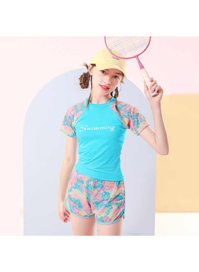 Loquat Source Manufacturers Children's Swimwear Smooth Quick-drying Sunscreen Boys Swimming Suit Girls Swimwear Can Be Customized-Color:E05 Blue- - Image 1