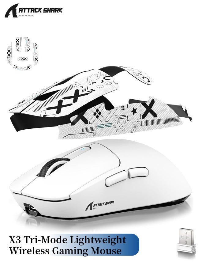 Attack Shark X3 Wireless Gaming Mouse, 49g Ergonomic Computer Mouse, Triple Modes PAW3395 26K DPI Optical Sensor, 200h Battery Life, Programmable Buttons, Gaming Accessories for PC/Laptop/Mac (White)  - Image 1