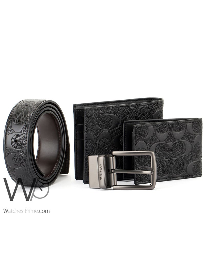 كوتش اوت ليت مجموعة هدايا محفظة وحزام وحامل بطاقات للرجال من كوتش باللون الأسود - Image 4