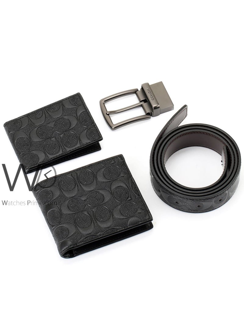 كوتش اوت ليت مجموعة هدايا محفظة وحزام وحامل بطاقات للرجال من كوتش باللون الأسود - Image 5