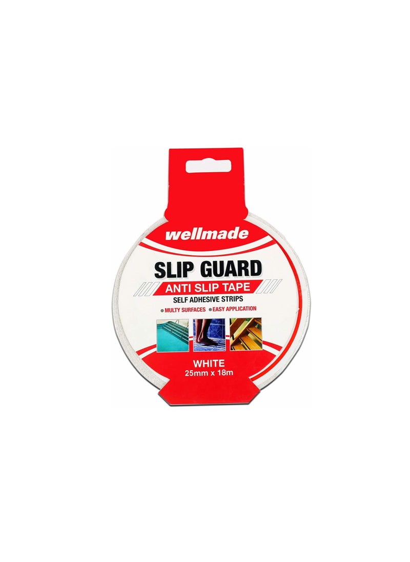 Wellmade - Wellmade Synthetic Fine Resilient Soft for Bare Feet Traction Anti Slip Skid Tapes (18m, 1in, 25mm, White) - Image 1
