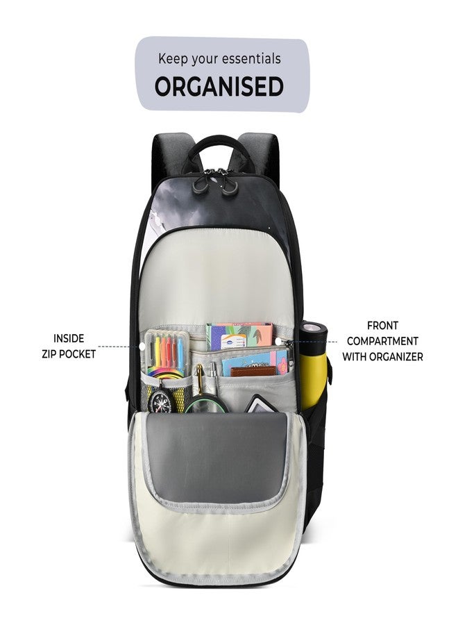 Gear Art Astronaut Backpack 17"/30L Medium Water Resistant School Bag/Casual Backpack/Daypack/Kids Bag for Boys/Girls (Black-White) - Image 5