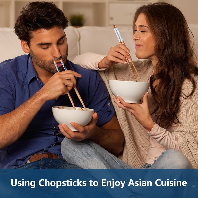 Antner 5 Pairs Bamboo Chopsticks Reusable Chop Sticks Japanese Style Bamboo Chopstick with Black Box Lightweight 8.8 Inch/22.5cm Non-Slip Chopsticks Gift Set - Image 5