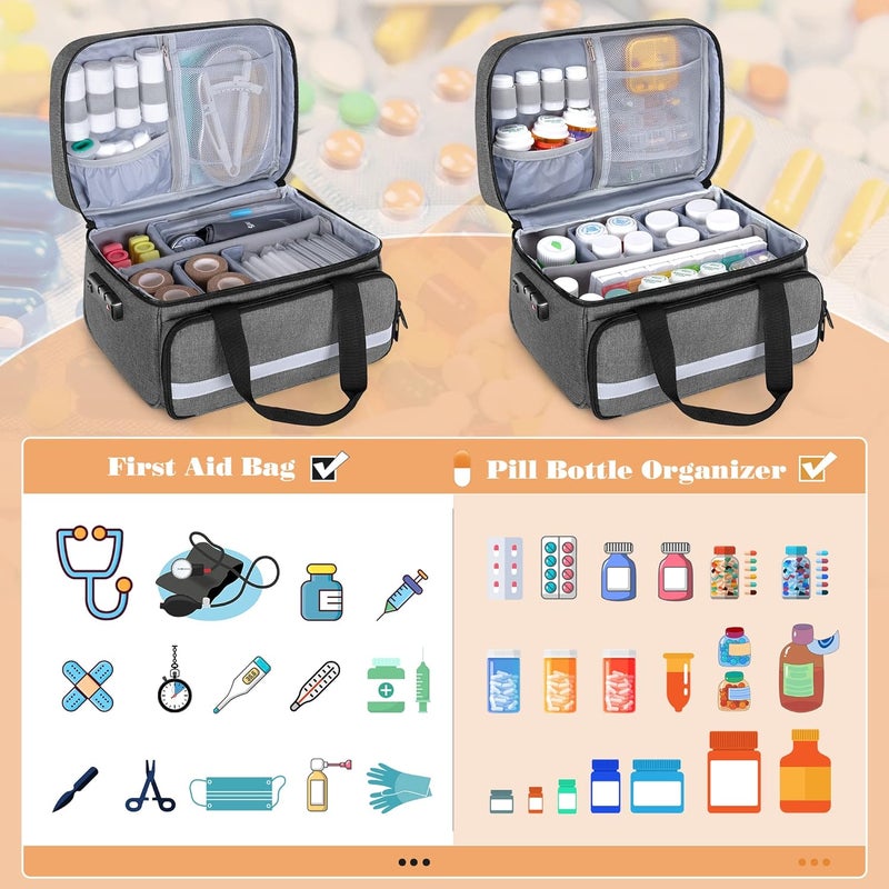 CURMIO Pill Bottle Organizer Bag with Lock Medicine Bag with Zippered Pouches for Medicine Vitamins and Medical Supplies Empty First Aid Bag for Home and Travel - Image 4