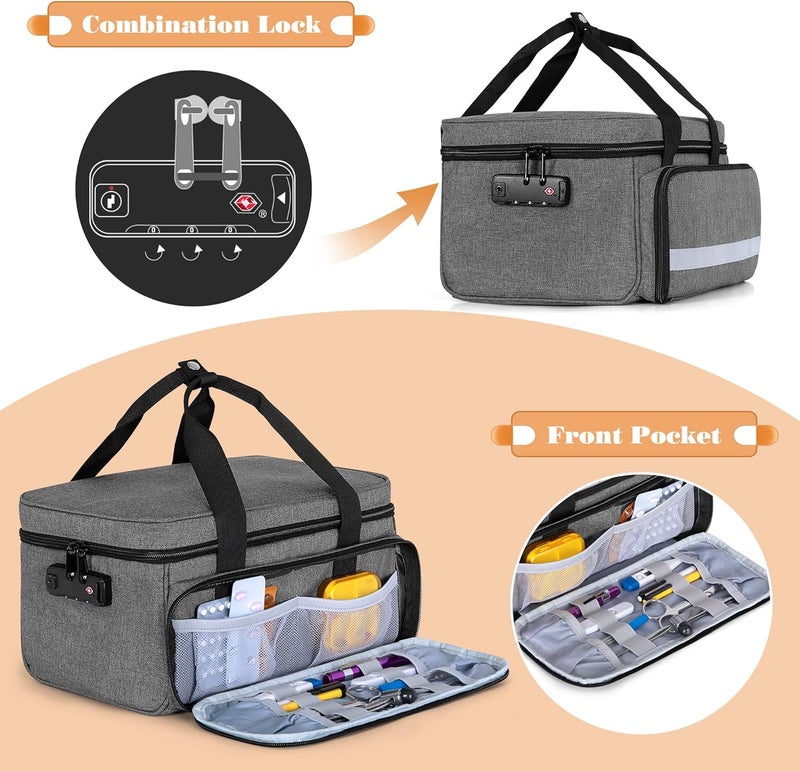 CURMIO Pill Bottle Organizer Bag with Lock Medicine Bag with Zippered Pouches for Medicine Vitamins and Medical Supplies Empty First Aid Bag for Home and Travel - Image 2