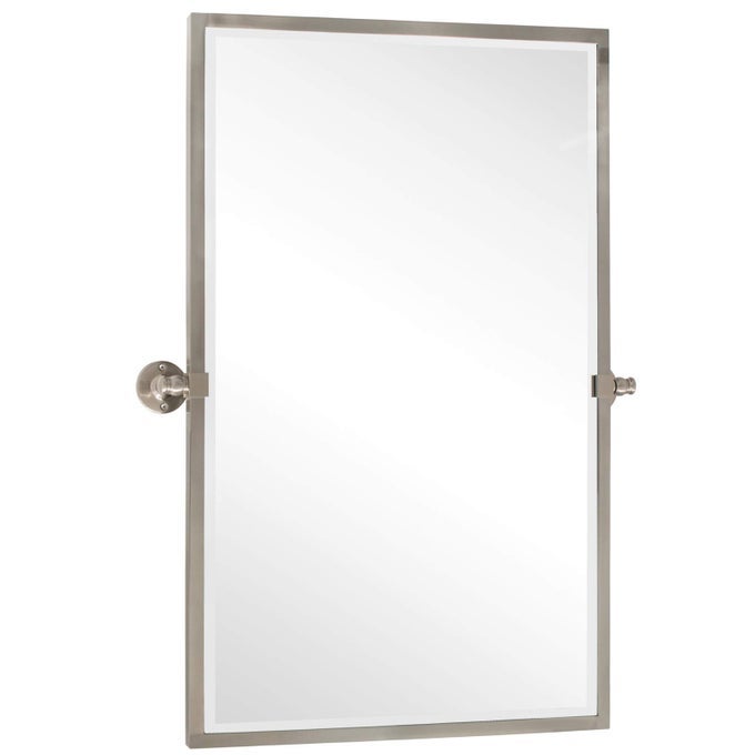 285 X 36 INCH BRUSHED NICKEL METAL FRAMED PIVOT RECTANGLE BATHROOM MIRROR IN STAINLESS STEEL TILTING BEVELED VANITY MIRRORS FOR WALL