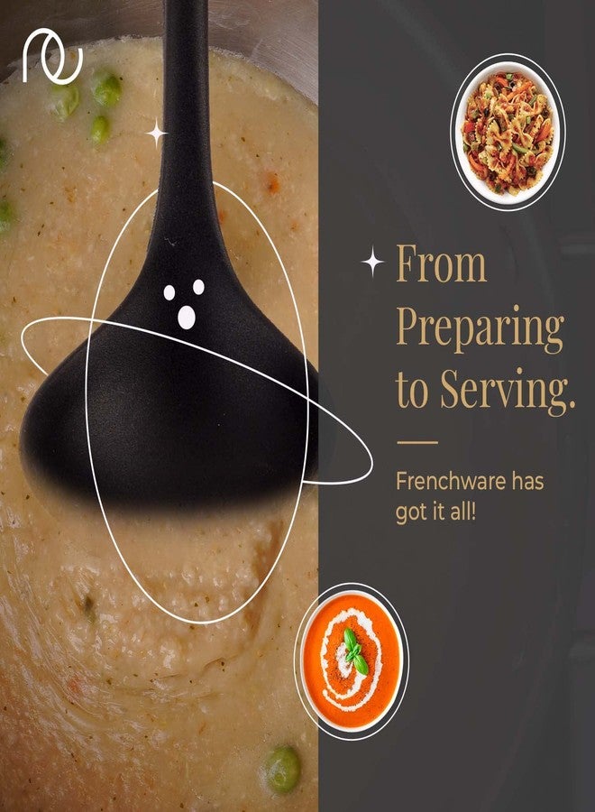 Frenchware Non-Stick Premium Silicone Spatula (Large Spatula & Large Spoon, Black) for Cooking, Baking & Mixing, Seamless Design - Image 5