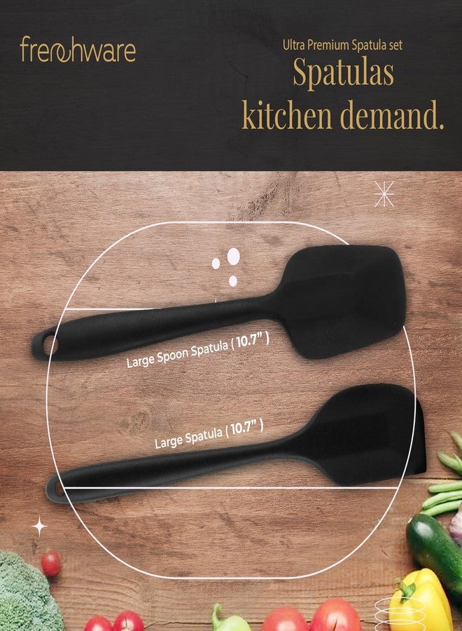 Frenchware Non-Stick Premium Silicone Spatula (Large Spatula & Large Spoon, Black) for Cooking, Baking & Mixing, Seamless Design - Image 3