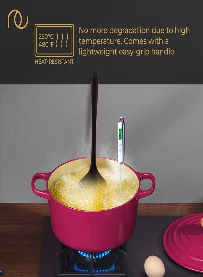 Frenchware Non-Stick Premium Silicone Spatula (Large Spatula & Large Spoon, Black) for Cooking, Baking & Mixing, Seamless Design - Image 2