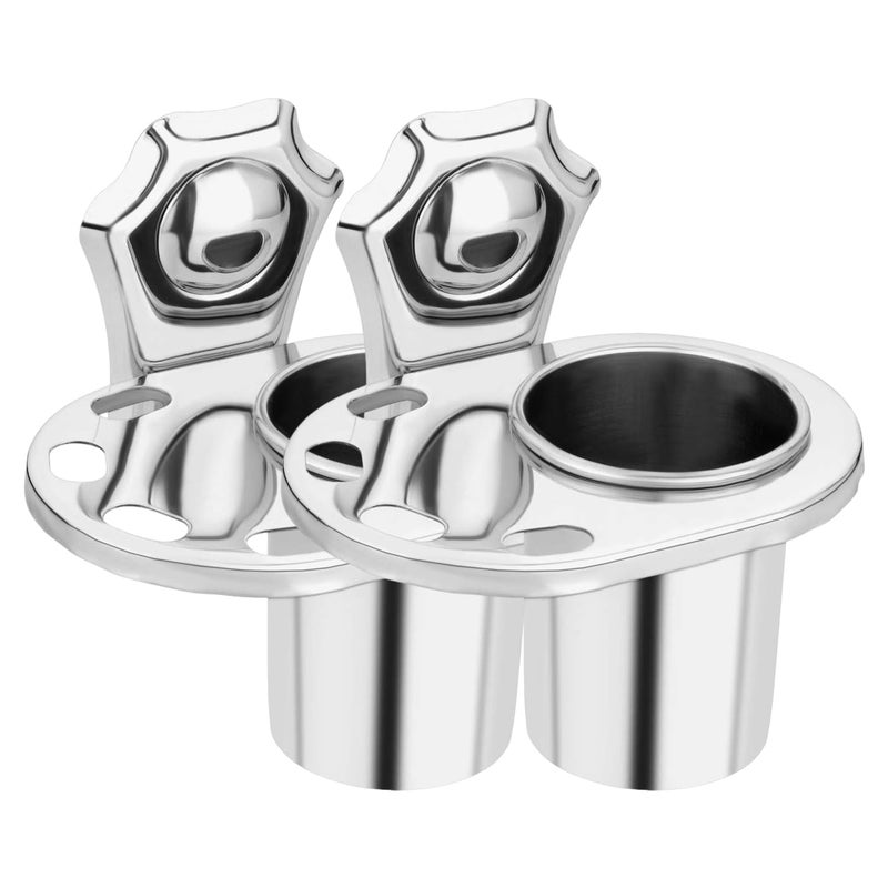 iSTAR Stainless Steel Bathroom Tooth Brush Holder (Pack of 2, Silver) - Image 1