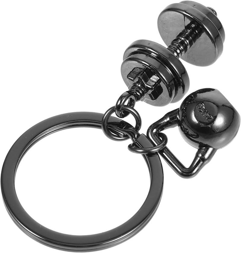 Lurrose Dumbbell Keychain Dumbbell Charm Sports Keychains Dumbbell Key Chains Bag Keychain Fitness Gym Keyring Back Keychain Workout Keychain Gym Keychain Barbell Keychain Silver Metal - Image 1