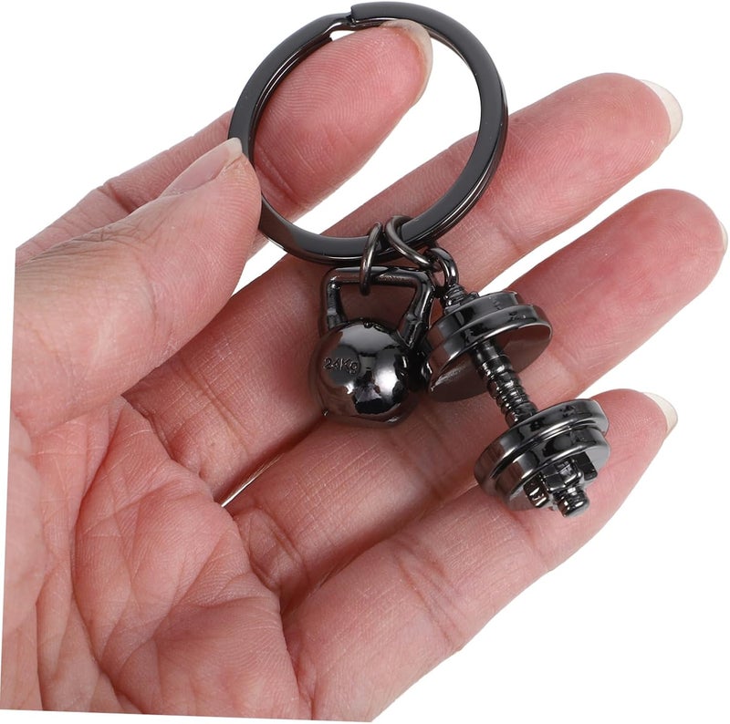 Lurrose Dumbbell Keychain Dumbbell Charm Sports Keychains Dumbbell Key Chains Bag Keychain Fitness Gym Keyring Back Keychain Workout Keychain Gym Keychain Barbell Keychain Silver Metal - Image 4